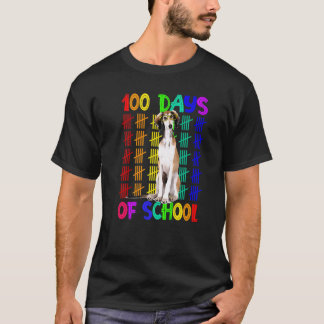 T-shirt 100 Jours D'École Borzoi Chien Portant Des Lunette
