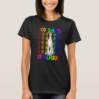 T-shirt 100 Jours D'École Borzoi Chien Portant Des Lunette
