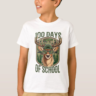 T-shirt 100 Jours d'École Cerf Camo Professeur Drôle