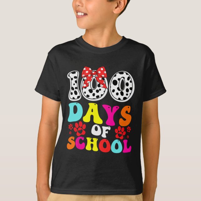 T-shirt 100 Jours D'École Chien Dalmatien 100 Jours Plus I (Devant)