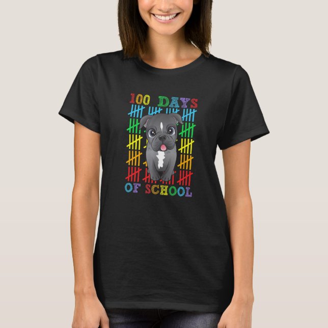 T-shirt 100 Jours d'École Chien Pitbull  100e Jour d'École (Devant)