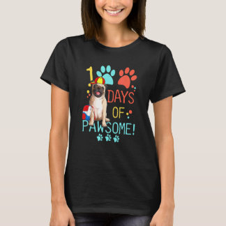 T-shirt 100 Jours D'école Chien Pug 100 Jours De Pawsome