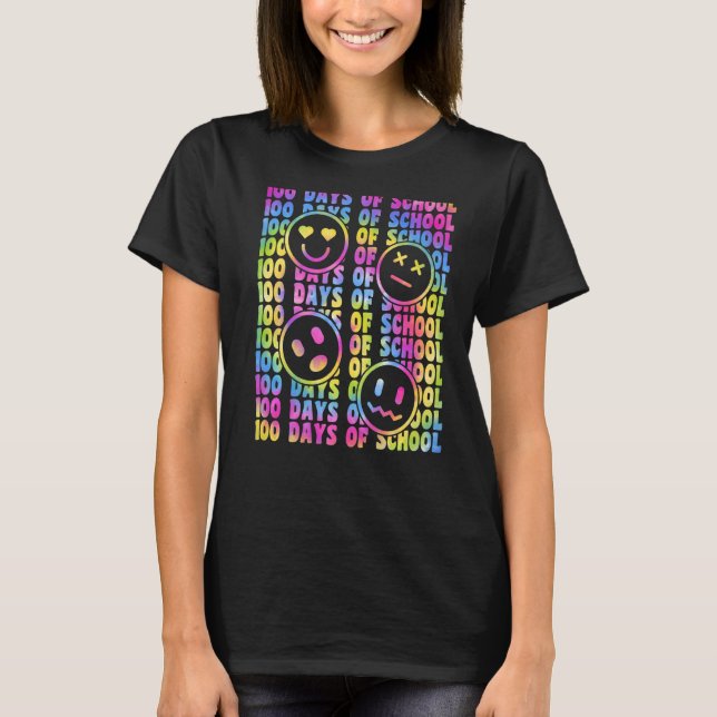 T-shirt 100 Jours D'École Colorée Enseignants (Devant)