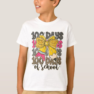 T-shirt 100 Jours D'école Coquette Bow Crayon à Carreaux T