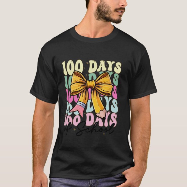 T-shirt 100 Jours D'École Coquette Bow Super 100e Jour K (Devant)
