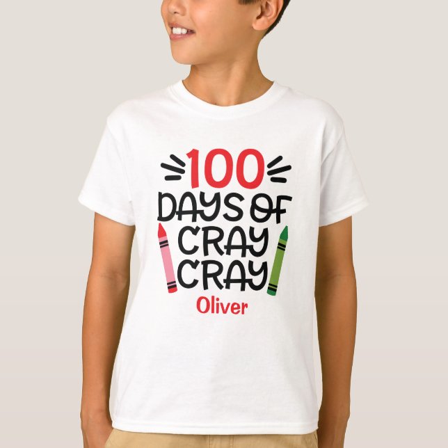 T-shirt 100 jours d'école Crayon personnalisé (Devant)