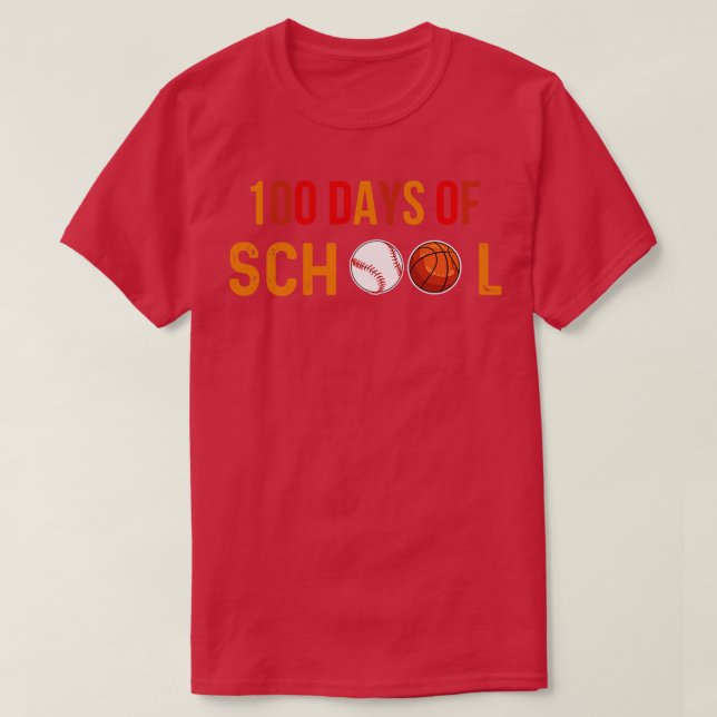 T-shirt 100 jours d'école de baseball de baseball étudiant (Design devant)