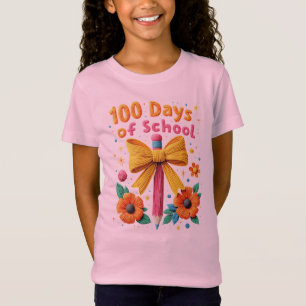 T-Shirt 100 jours d'école - Dessin de crayon floral