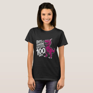 T-shirt 100 Jours d'École Dessin de T-Rex Dinosaure Rose D