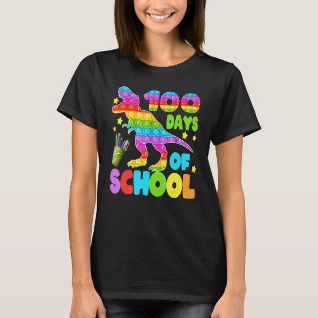 T-shirt 100 Jours D'école Dinosaure Pop it Enseignant Enfa (Devant)