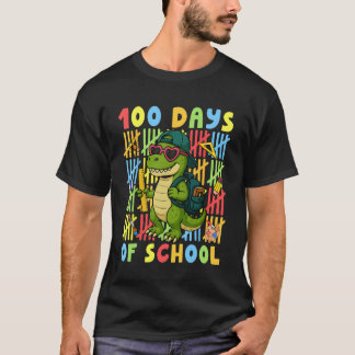 T-shirt 100 Jours d'École Drôle Dinosaure T-rex Garçon Fil