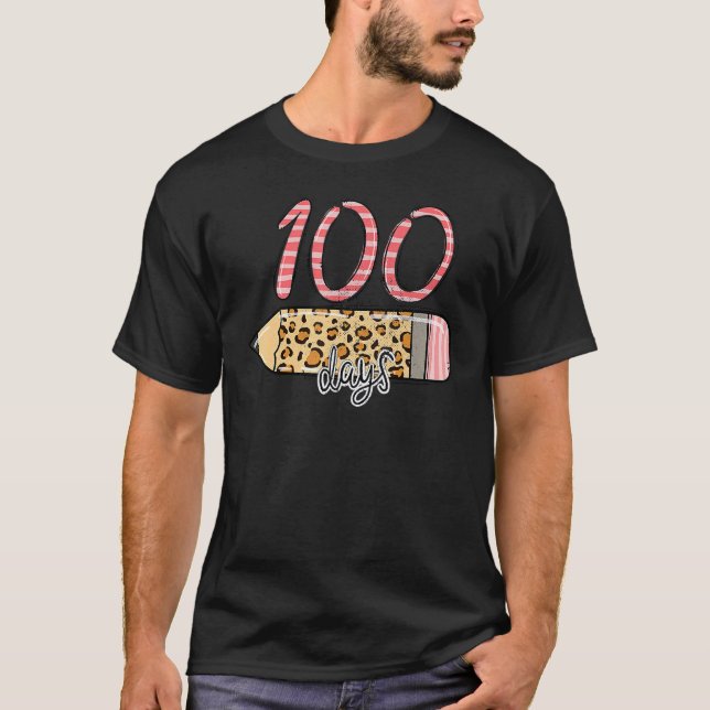 T-shirt 100 Jours d'École Drôle Léopard Enseignant Mignon  (Devant)