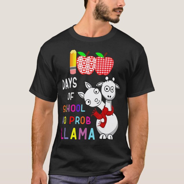 T-shirt 100 jours d'école drôle Pas de problème Lama Ensei (Devant)