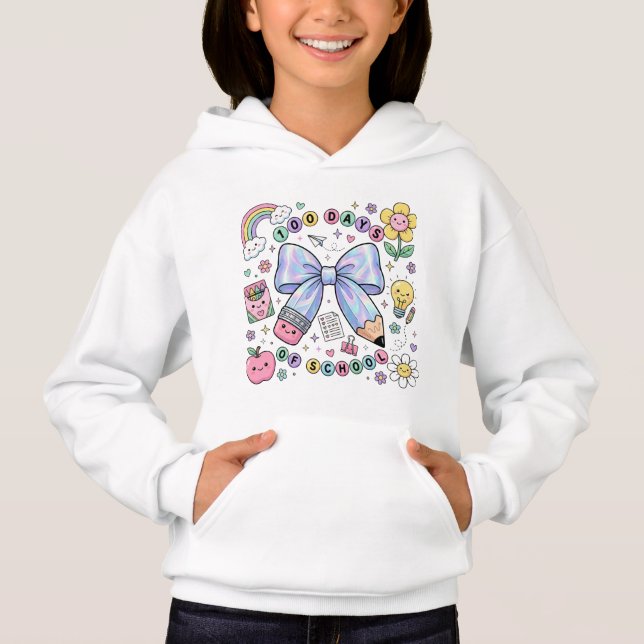 T-Shirt-100 Jours d'École Enfant à Capuche (Devant)