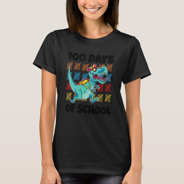 T-shirt 100 Jours D'école Enseignant Éducateur Dinosaure É (Devant)