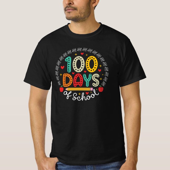 T-shirt 100 Jours D'école Enseignant Élève (Devant)