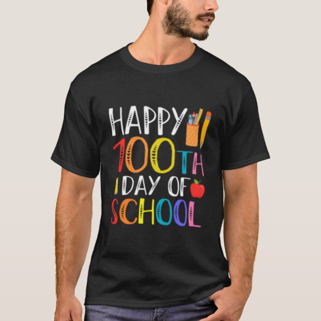 T-shirt 100 jours d'école enseignant et élève (Devant)