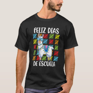 T-shirt 100 Jours D'École Espagnol Llama Feliz 100 Dias De