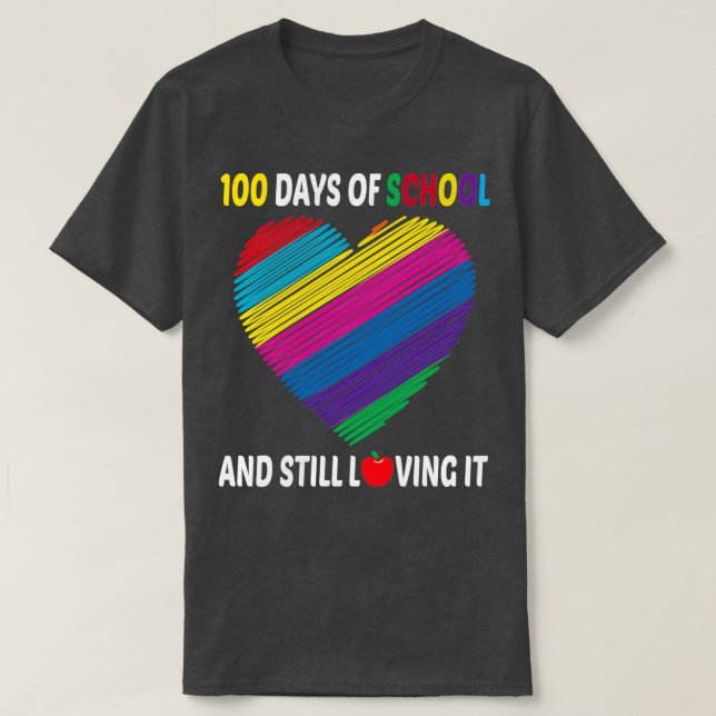 T-shirt 100 jours d'école et l'aimer toujours heureux d'ab (Design devant)