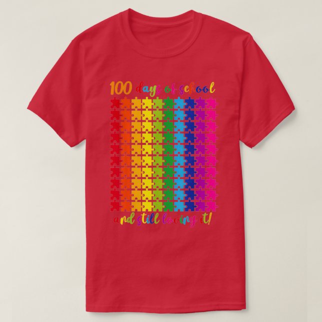 T-shirt 100 Jours D'École Et Toujours Aimer Il 100E Puzzl (Design devant)