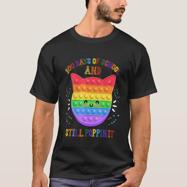 T-shirt 100 jours d'école et toujours en forme Chat du 100 (Devant)