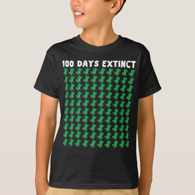 T-shirt 100 jours d'école éteint dinosaure trex drôle (Devant)