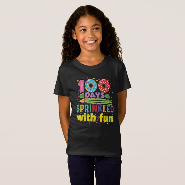 T-Shirt 100 jours d'école filles jardin d'enfants 100e jou (Devant entier)