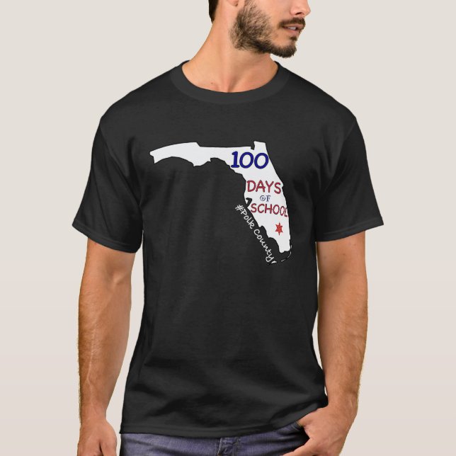 T-shirt 100 jours d'école Floride Comté de Polk  élève te (Devant)