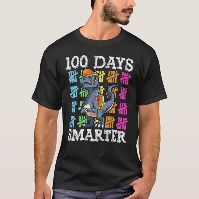 T-shirt 100 Jours D'école Garçons  Rex Enfants Plus Intell (Devant)