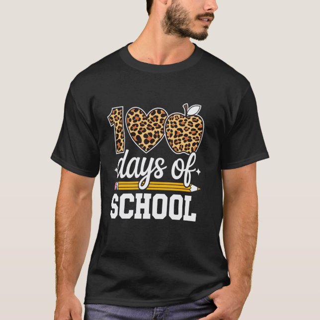 T-shirt 100 Jours D'école Léopard Professeur Jour 100 (Devant)