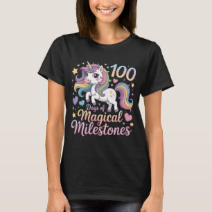 T-shirt 100 Jours d'École Licorne Arc-en-Ciel Pastel Migno