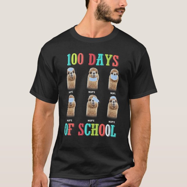 T-shirt 100 Jours D'École Llama Visage Masque Quartier Étu (Devant)