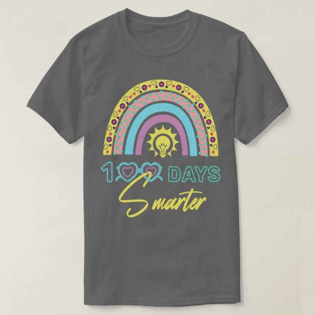 T-shirt 100 jours d'école lunettes arc-en-ciel Smarter tsh (Design devant)