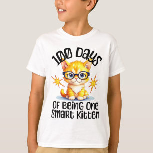 T-shirt 100 jours d'école - mignon chaton portant des lune