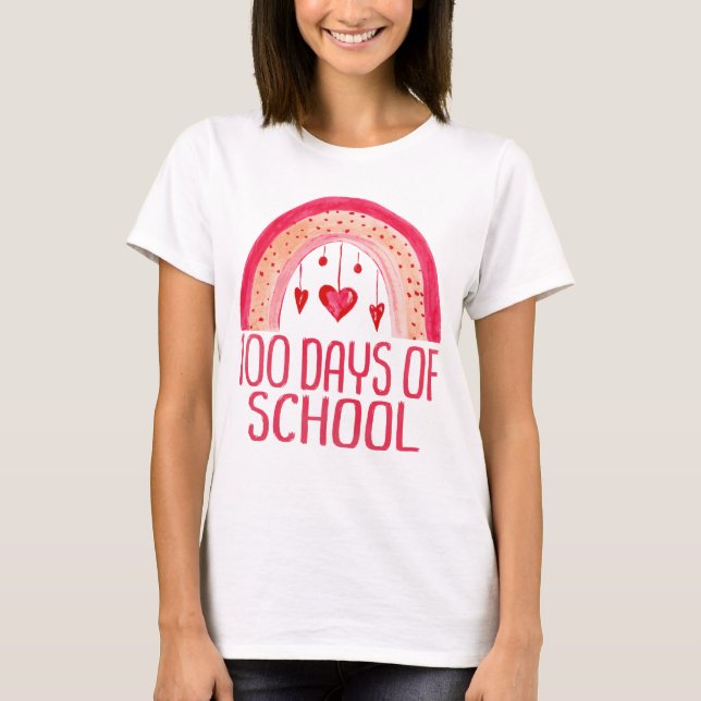 T-shirt 100 Jours d'école mignonne Etudiant Rainbow T- (Devant)