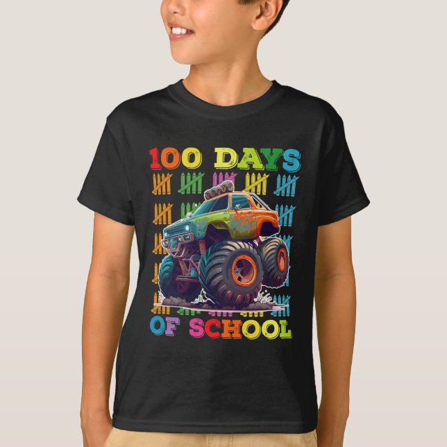 T-shirt 100 Jours D'École Monster Truck Enseignant Étudian (Devant)