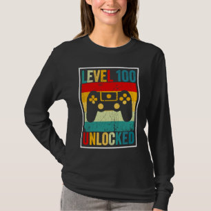 T-shirt 100 jours d'école Niveau débloqué Joueur Vidéo Jeu