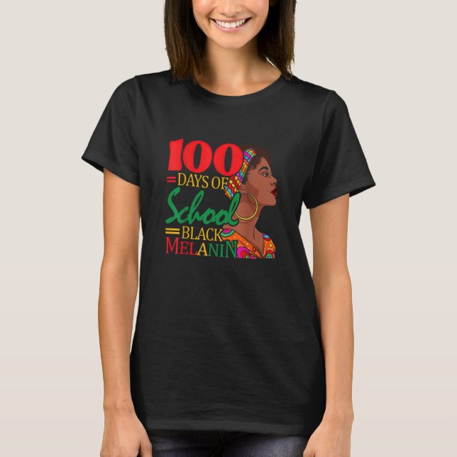 T-shirt 100 Jours d'école Noir Melanin écolière fille (Devant)