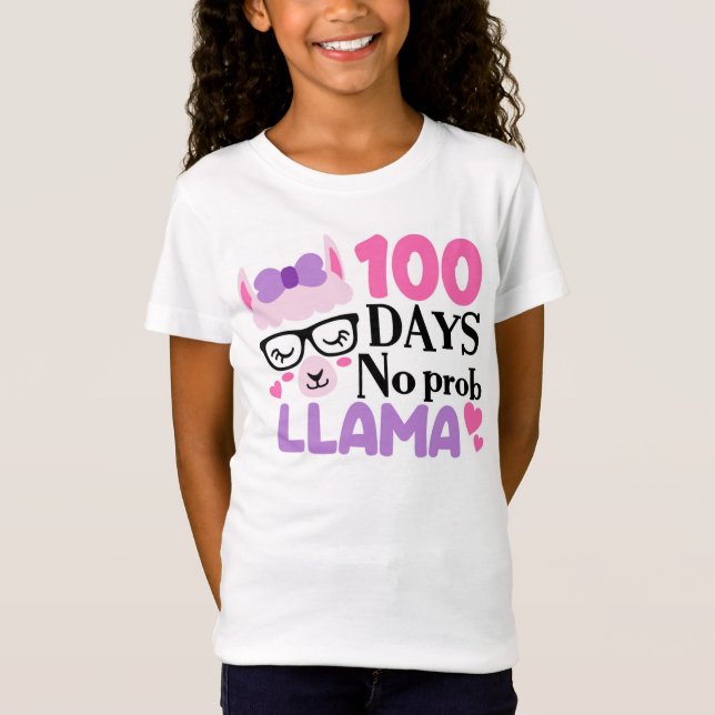 T-Shirt 100 jours d'école - Pas de Prob Llama (Devant)