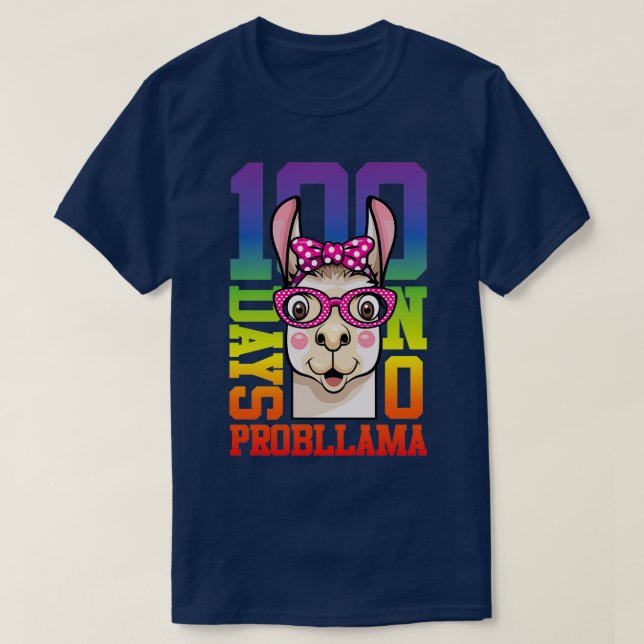 T-shirt 100 Jours D'École Pas De Problème Drôle Lama (Design devant)