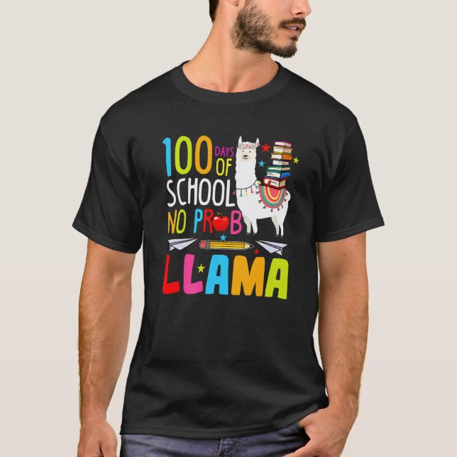 T-shirt 100 Jours D'école Pas De Problème Lama Drôle 100èm (Devant)