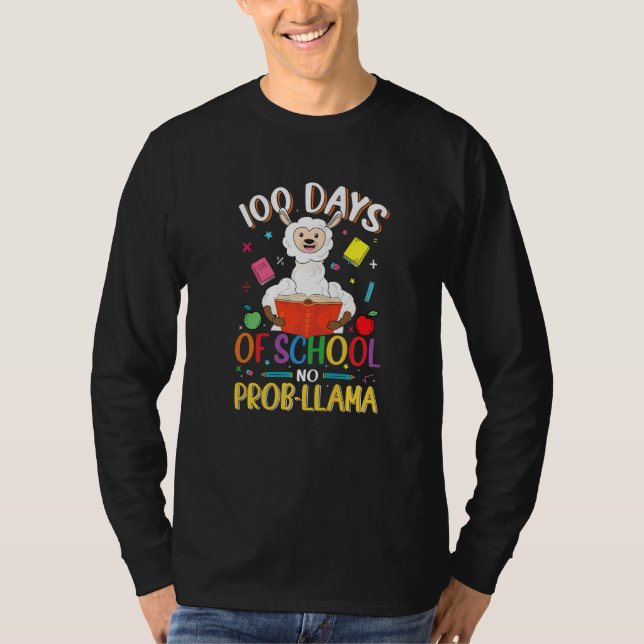 T-shirt 100 Jours d'École Pas de Probllama Lama Enseignant (Devant)
