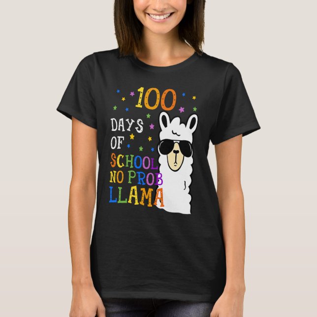 T-shirt 100 Jours D'École Pas Prob llama Llama Enseignant  (Devant)