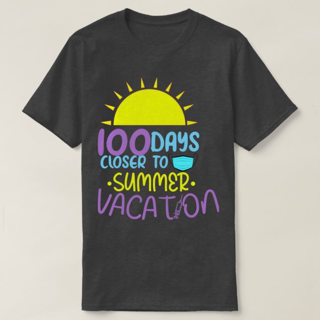 T-shirt 100 Jours D'École Plus Près École De Vacances D'Ét (Design devant)