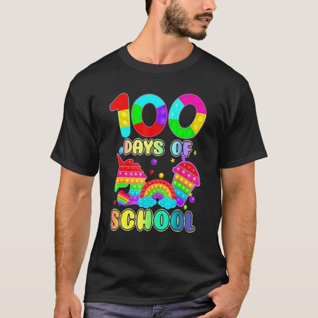 T-shirt 100 Jours D'école Pop It Enseignant Enfants Garçon (Devant)