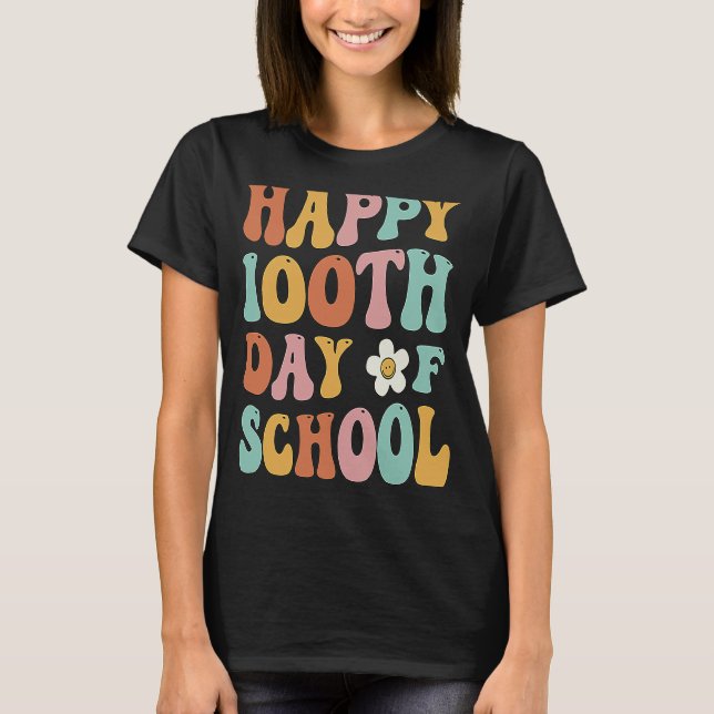 T-shirt 100 Jours d'École Pour Enseignant Élève Rétro Vint (Devant)