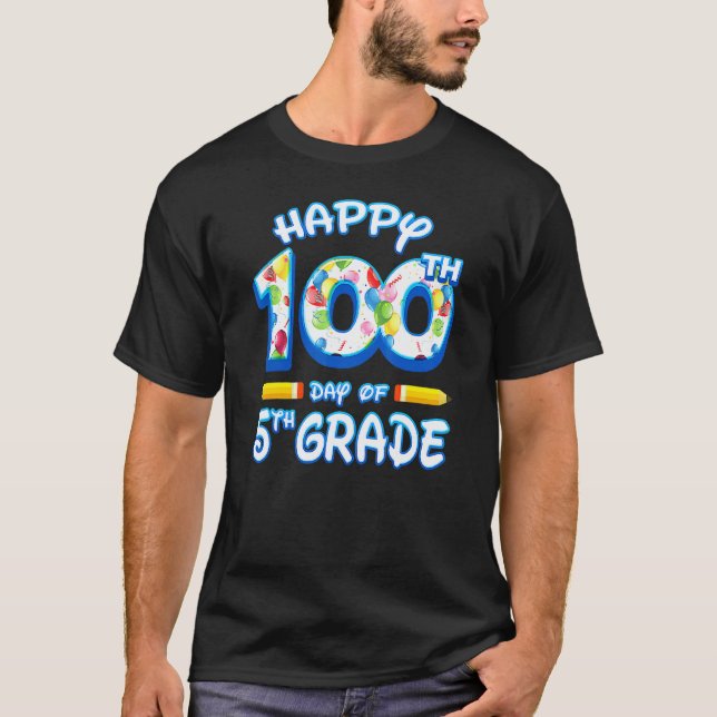 T-shirt 100 Jours D'école Pour Les Enseignants De 5e Cinqu (Devant)