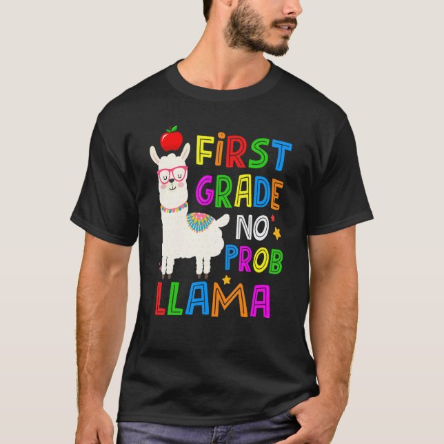 T-shirt 100 jours d'école Première année No Probllama Lama (Devant)