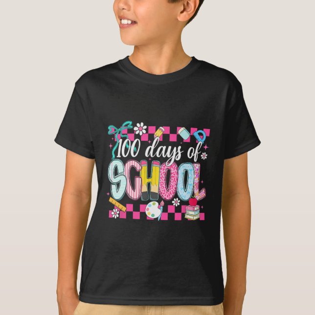 T-shirt 100 jours d'école prépa coquette bow enseignant en (Devant)