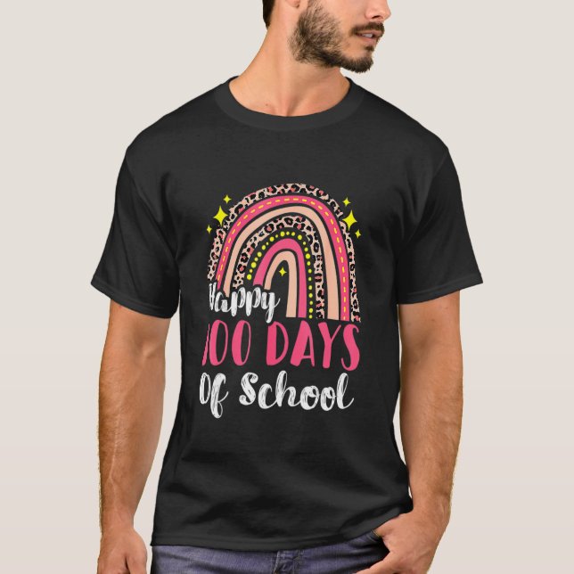 T-shirt 100 Jours D'école Professeur Léopard Arc-en-ciel 1 (Devant)